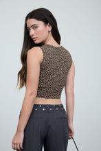 Load image into Gallery viewer, Leopard Print Sleeveless Cropped Knit Top