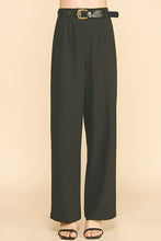 Load image into Gallery viewer, Twill Leather Belted Wide Leg Trousers