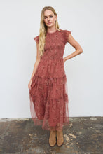 Load image into Gallery viewer, Smocked Ruffle Tiered Floral Midi Dress