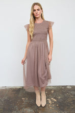 Load image into Gallery viewer, Polka Dot Chiffon Smocked Midi Dress