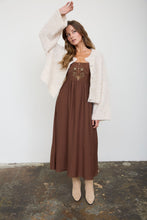 Load image into Gallery viewer, Embroidery Detail Bell Sleeve Midi Dress