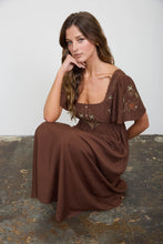 Load image into Gallery viewer, Embroidery Detail Bell Sleeve Midi Dress