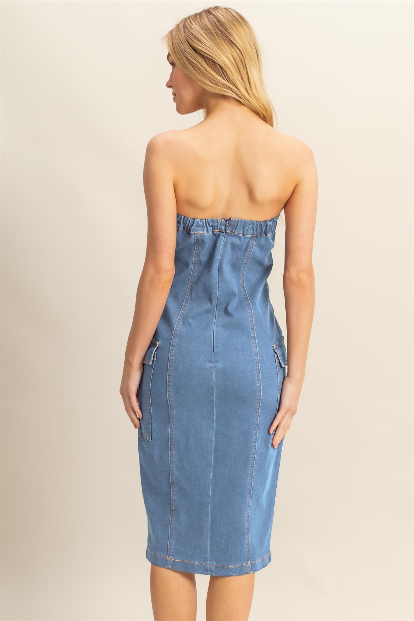 Enzyme Wash Stretchy Denim Midi Dress Cranberry Boutique Enzyme Wash Stretchy Denim Midi Dress Cranberry Boutique