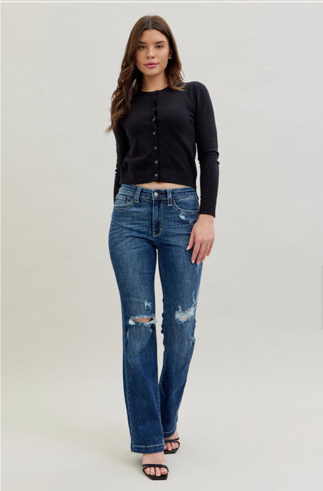 Mid Rise Hand Sand & Destroy Bootcut-Judy Blue