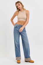 Load image into Gallery viewer, Mid Rise Wide Leg with Leopard Cuff