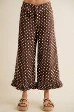 Load image into Gallery viewer, Polka Dot Mid Rise Wide Leg Jeans With Ruffled Hem
