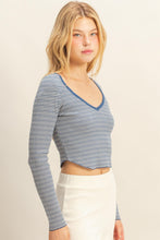 Load image into Gallery viewer, Striped Long Sleeve V-neck Sweater