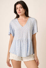 Load image into Gallery viewer, ANIMAL PRINT RUFFLE SHORT SLV KNIT TOP