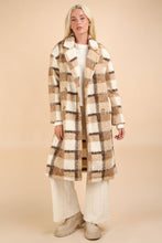 Load image into Gallery viewer, PLUS SIZE Plaid Soft Fuzzy Button Down Long Coat