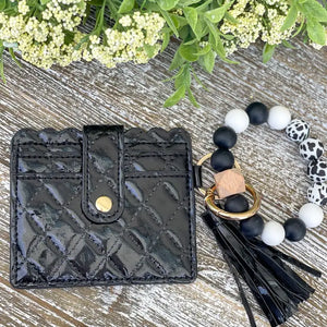 Quilted Wallet Keychain "Black"
