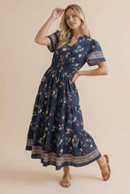 Load image into Gallery viewer, SMOCKED WAIST MAXI TIERED FLORAL DRESS