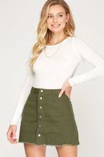 Load image into Gallery viewer, BUTTON DOWN FRONT WASHED TWILL SKIRT