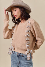 Load image into Gallery viewer, Checkered Plaid Tape Lace Up Sweater Top