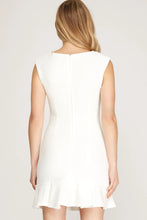 Load image into Gallery viewer, SLEEVELESS SQUARE NECK HEAVY KNIT DRESS WITH PLEATED SKIRT