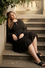 Load image into Gallery viewer, LONG SLEEVE SWISS DOT DRESS WITH SMOCKED DETAIL