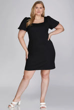 Load image into Gallery viewer, PUFF SHORT SLEEVE SQUARE NECK HEAVY KNIT DRESS