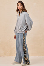 Load image into Gallery viewer, Camouflage Print Side Bow Tied Washed Denim Pants