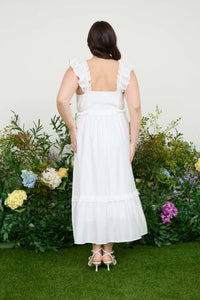 PLUS RUFFLE DETAIL EMPIRE WAIST MIDI DRESS