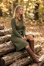 Load image into Gallery viewer, LONG SLEEVE TEXTURED BUTTON DOWN SHIRT DRESS