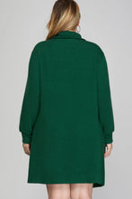 Load image into Gallery viewer, LONG SLEEVE KNIT COLLARED DRESS WITH POCKETS