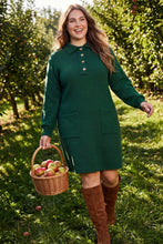 Load image into Gallery viewer, LONG SLEEVE KNIT COLLARED DRESS WITH POCKETS