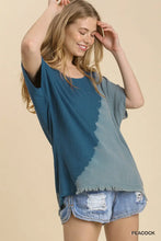 Load image into Gallery viewer, Linen Blend Bleach Dip Dye Short Sleeve Top