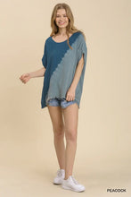 Load image into Gallery viewer, Linen Blend Bleach Dip Dye Short Sleeve Top