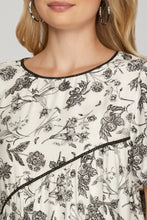 Load image into Gallery viewer, SHORT PUFF SLEEVE WOVEN PRINT TIERED DRESS