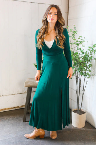 Hunter Green Solid Dress