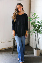 Load image into Gallery viewer, Plus Black Fringe Design Top