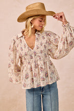 Load image into Gallery viewer, FLORAL PRINTED WOVEN V NECK TOP