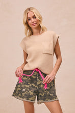 Load image into Gallery viewer, Braided Waist Belt Pockets Camouflage Print Shorts