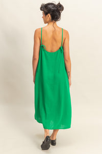 Solid Color Spaghetti Strap Midi Dress