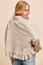 Load image into Gallery viewer, Textured Floral Pattern Ruffled Hem Shirt Top