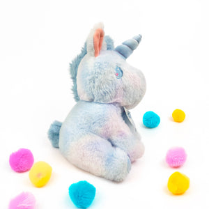 Blue Unicorn Plush Toy with Bow