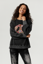 Load image into Gallery viewer, EMBROIDERED PEACE WASHED PULLOVER KNIT TOP