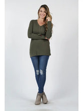 Load image into Gallery viewer, Cotton V- Neck Long Sleeve T-Shirt