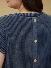 Load image into Gallery viewer, Plus Washed Knit Short Tab Sleeve Pullover Sweater