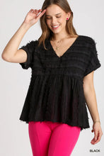 Load image into Gallery viewer, Texture Fabric V-Neck Baby Doll Top