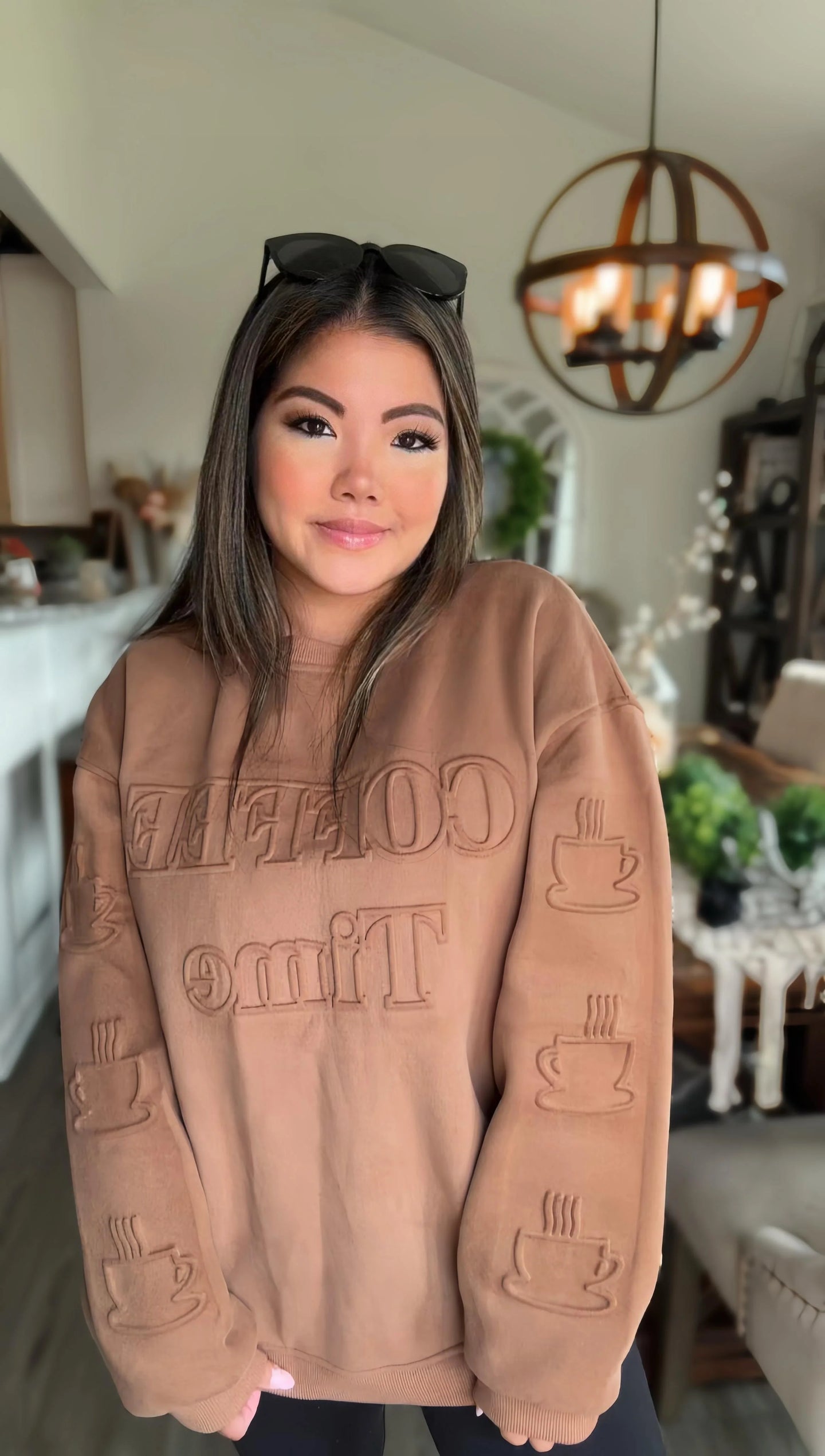 Coffee Time Embossed Sweatshirt