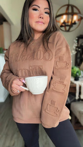 Coffee Time Embossed Sweatshirt