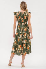 Load image into Gallery viewer, SMOCKED TIERED FLORAL MIDI DRESS