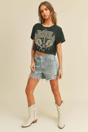 Rock World Tour Graphic Crop Tee