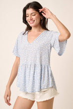 Load image into Gallery viewer, ANIMAL PRINT RUFFLE SHORT SLV KNIT TOP