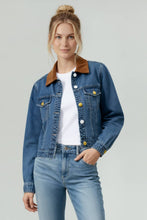 Load image into Gallery viewer, CORDUROY COLLAR BUTTON DOWN DENIM JACKET