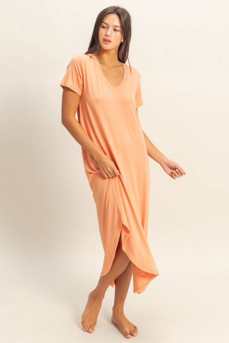 Short Sleeve Midi Dress