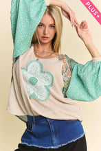 Load image into Gallery viewer, FLORAL PATCHWORK SLEEVE KNIT PULLOVER TOP