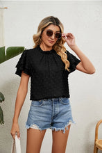 Load image into Gallery viewer, Ruffled Round Neck Jacquard Weave Chiffon Blouse