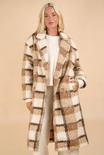 Load image into Gallery viewer, PLUS SIZE Plaid Soft Fuzzy Button Down Long Coat