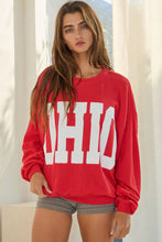 Load image into Gallery viewer, OHIO Print Ribbed Oversized Graphic Sweatshirt